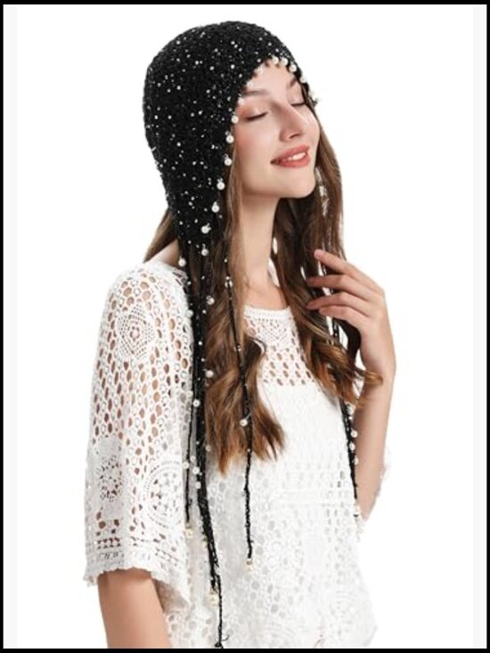 Crochet Slouchy Beanie Hat with Tassel Handmade Knit Skull Cap Boho main image 5